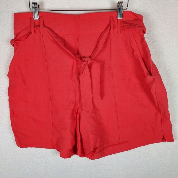 Marices Women's Shorts High Rise Red Size Large 4" Inseam Decritive Belt - Picture 1 of 7